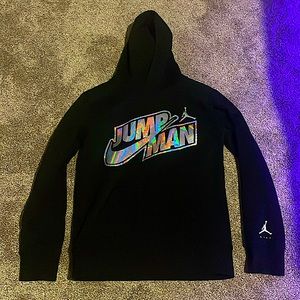 Kids Black Nike Air Jordan jump man shiny hoodie